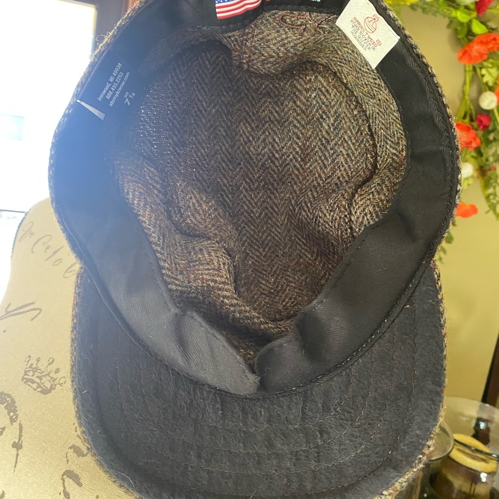 NWOT Stormy Kromer Wool Harris tweed Flat cap herringbone-brown/gray/blue/gold - Picture 5 of 8